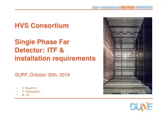 HVS Consortium  Single Phase Far  Detector: ITF &amp;  installation requirements  SURF, October