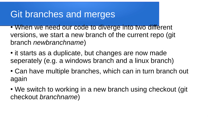 git branches and merges