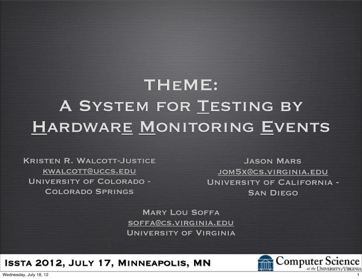 theme a system for testing by hardware monitoring events