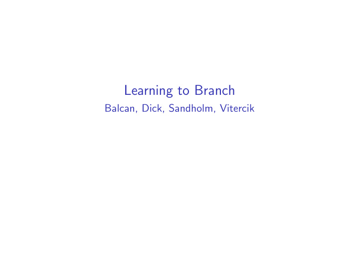 learning to branch