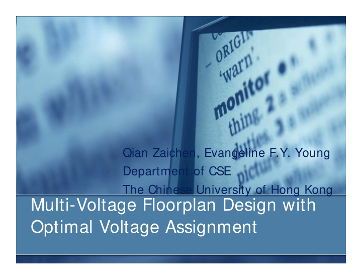 multi voltage floorplan design with optimal voltage