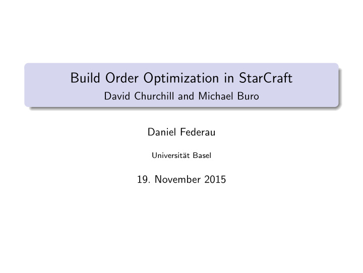 build order optimization in starcraft