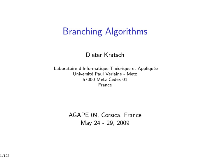 branching algorithms