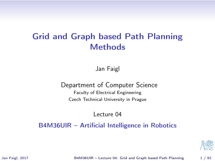grid and graph based path planning methods