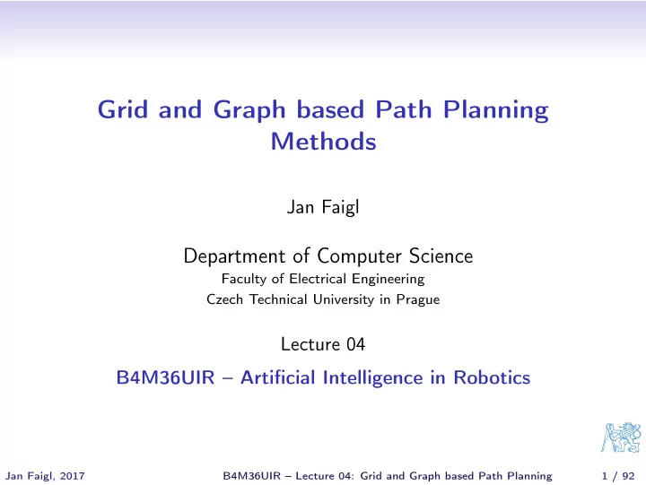 grid and graph based path planning methods