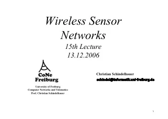 Wireless Sensor  Networks  15th Lecture  13.12.2006  Christian Schindelhauer