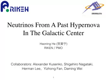 Neutrinos From A Past Hypernova  In The Galactic Center Haoning He (  ) RIKEN  PMO