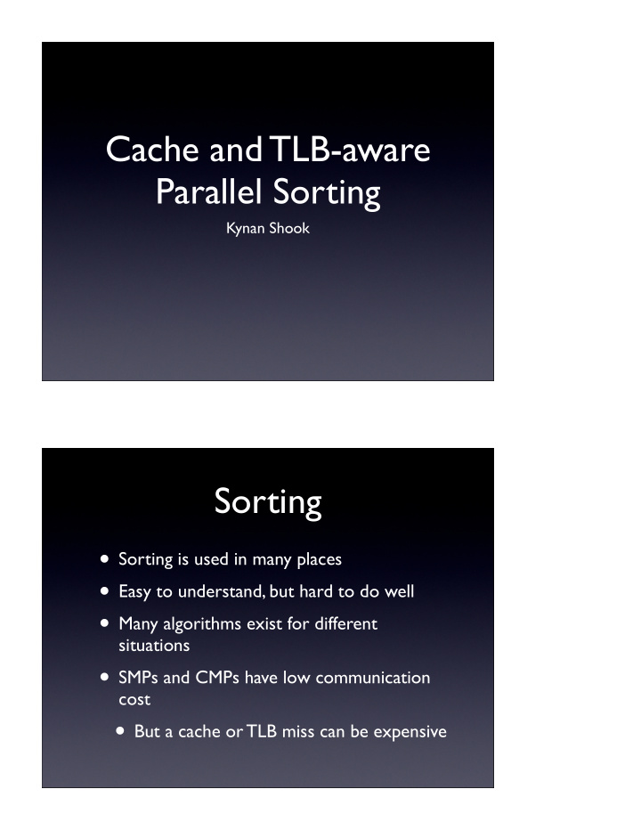 cache and tlb aware parallel sorting