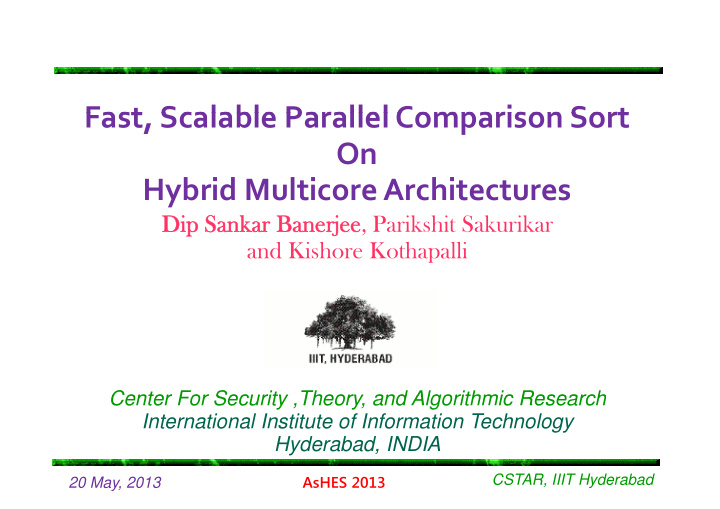 fast scalable parallel comparison sort fast scalable