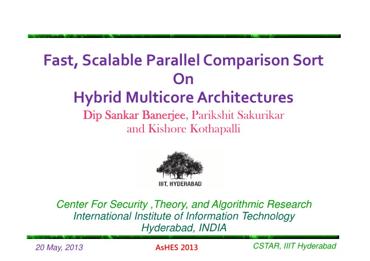 fast scalable parallel comparison sort fast scalable