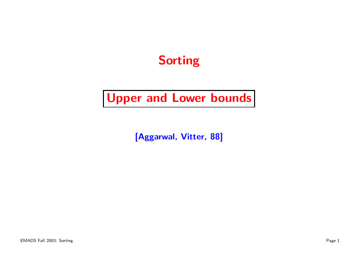 sorting upper and lower bounds