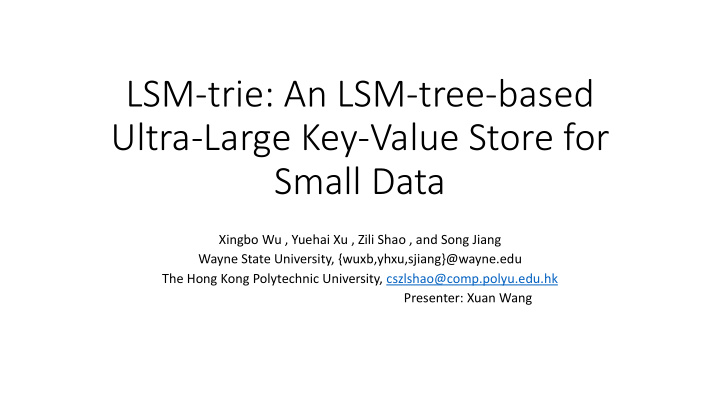 lsm trie an lsm tree based