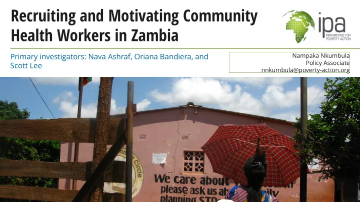 recruiting and motivating community health workers in