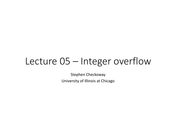 lecture 05 integer overflow