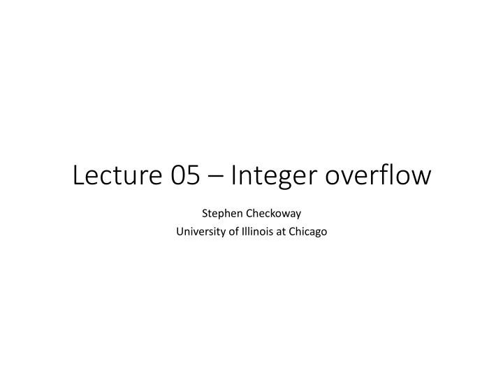 lecture 05 integer overflow