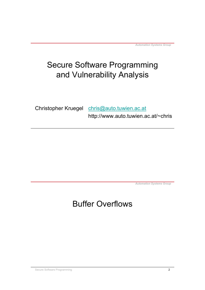 secure software programming and vulnerability analysis