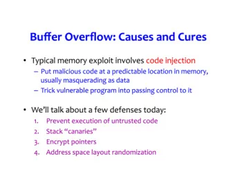 References  Smashing the stack for fun and profit  http://phrack.org/issues/49/14.html