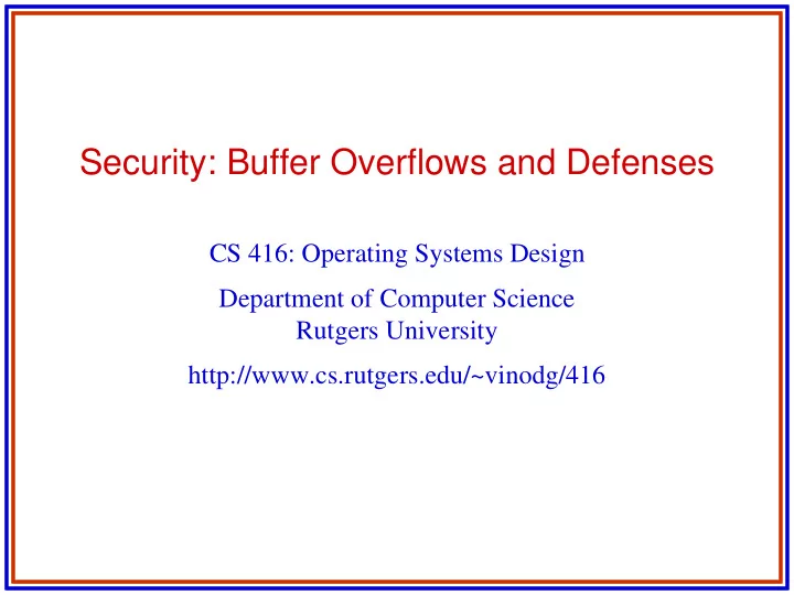 security buffer overflows and defenses