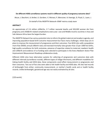 Do different HDSS surveillance systems result in different quality of pregnancy outcome data?