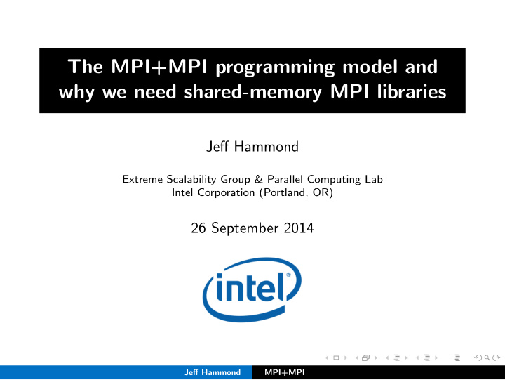 the mpi mpi programming model and why we need shared