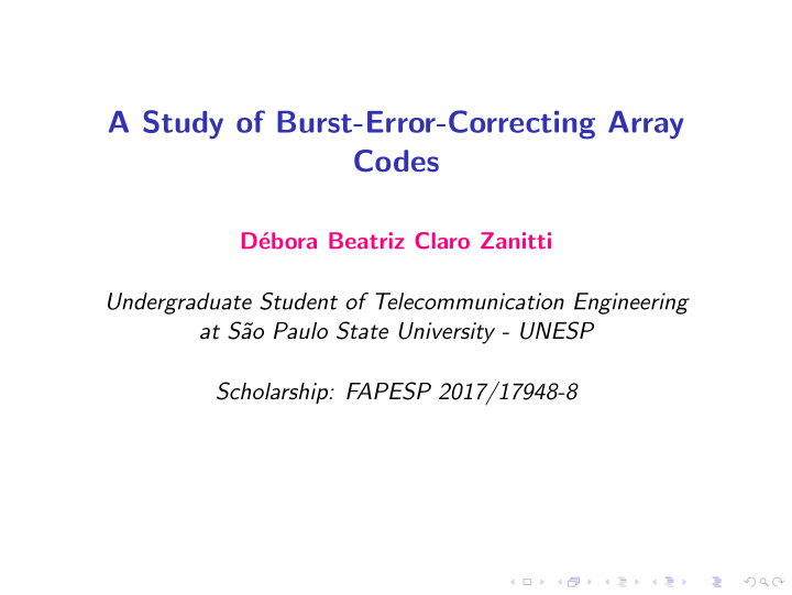 a study of burst error correcting array codes