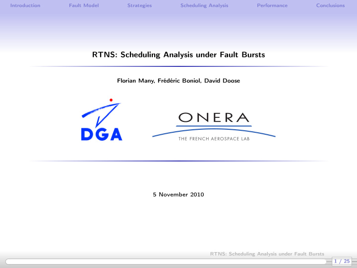 rtns scheduling analysis under fault bursts