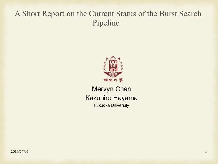 a short report on the current status of the burst search
