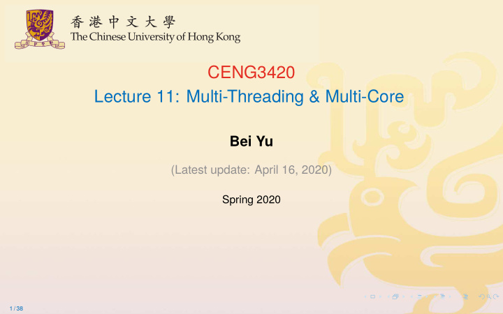 ceng3420 lecture 11 multi threading multi core
