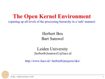 The Open Kernel Environment  (opening up all levels of the processing hierarchy in a 'safe' manner)