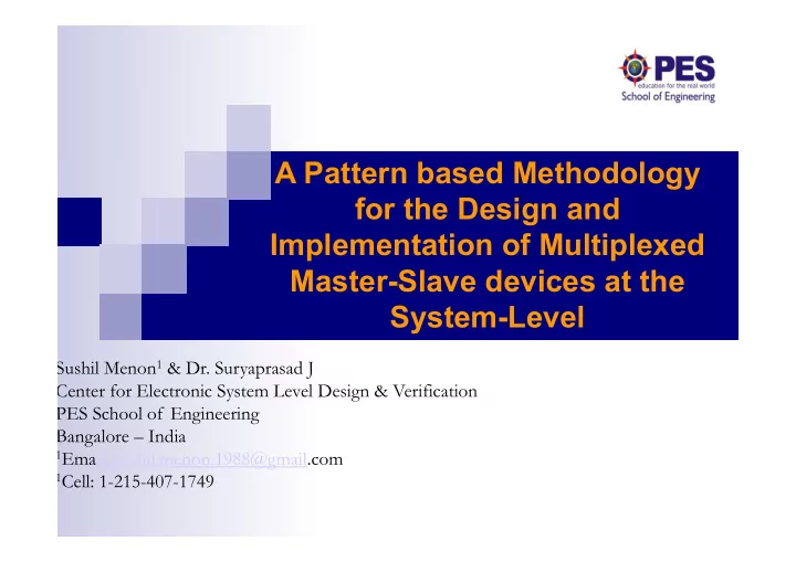 system level sushil menon 1 dr suryaprasad j center for