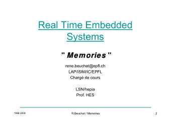 Real Time Embedded  Systems &quot; Memories Memories &quot;  rene.beuchat@epfl.ch  LAP/ISIM/IC/EPFL