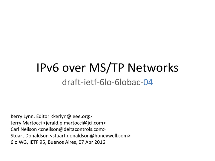 ipv6 over ms tp networks