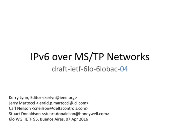 ipv6 over ms tp networks