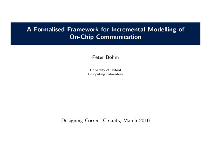 a formalised framework for incremental modelling of on