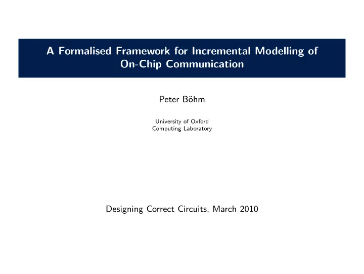 a formalised framework for incremental modelling of on