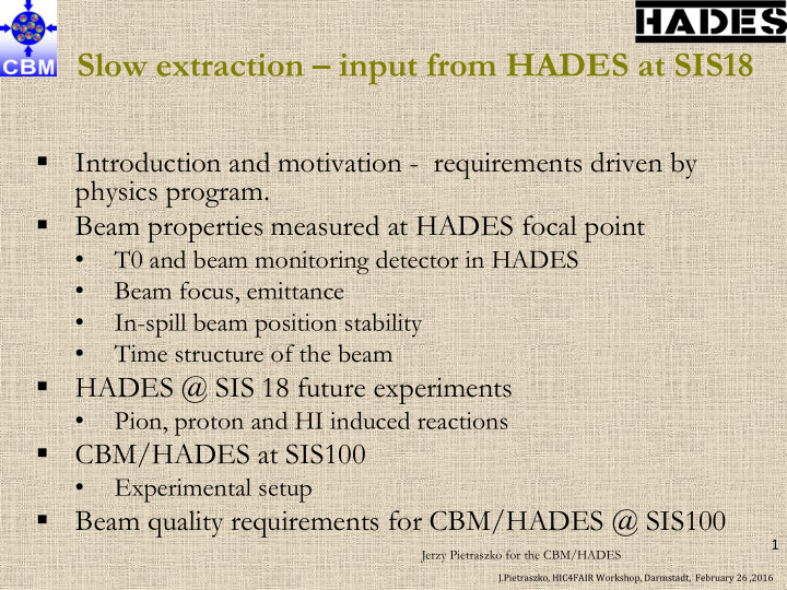 slow extraction input from hades at sis18