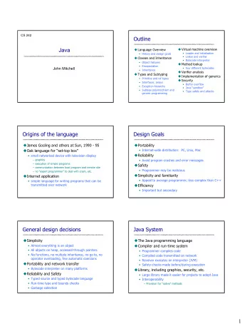 1  Java Release History  Enhancements in JDK 5 (= Java 1.5)  Generics  1995 (1.0)  First