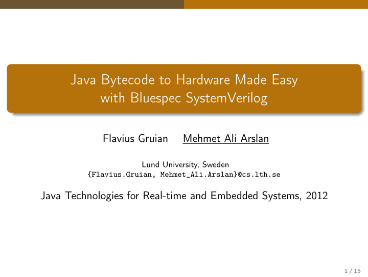 java bytecode to hardware made easy with bluespec