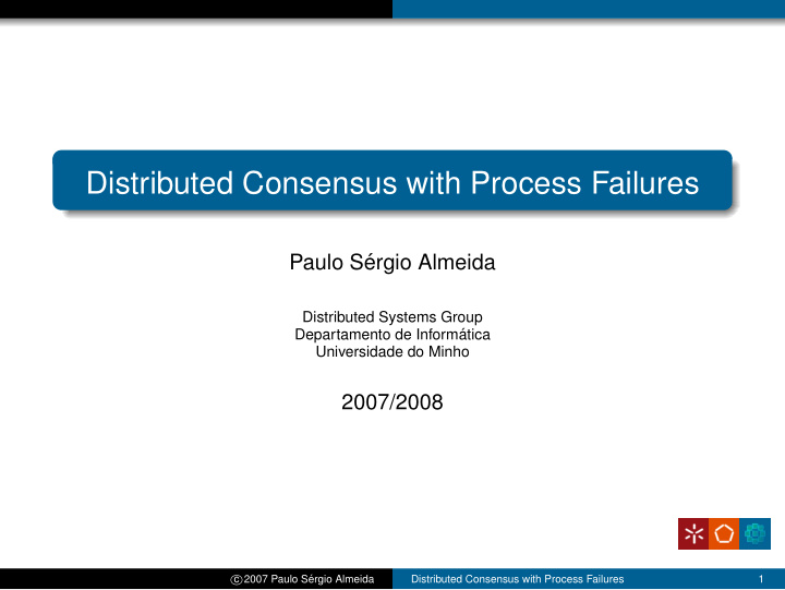 distributed consensus with process failures