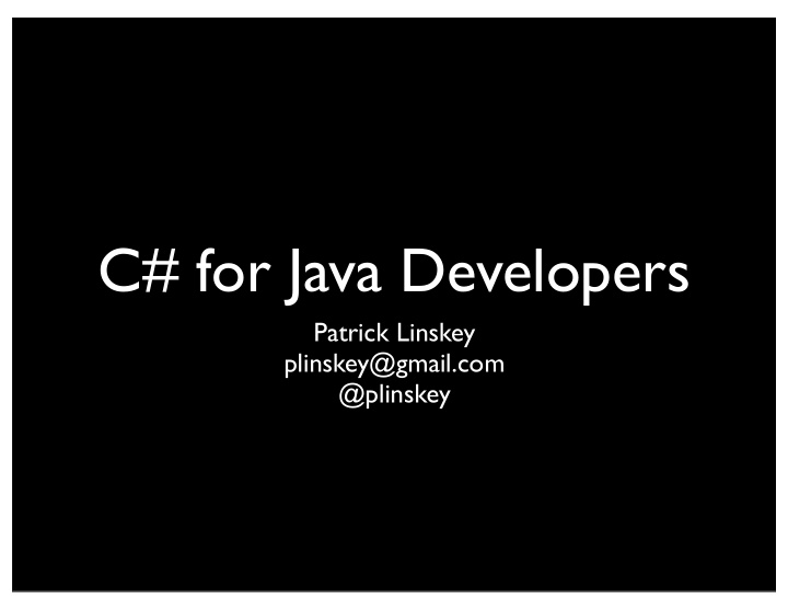 c for java developers