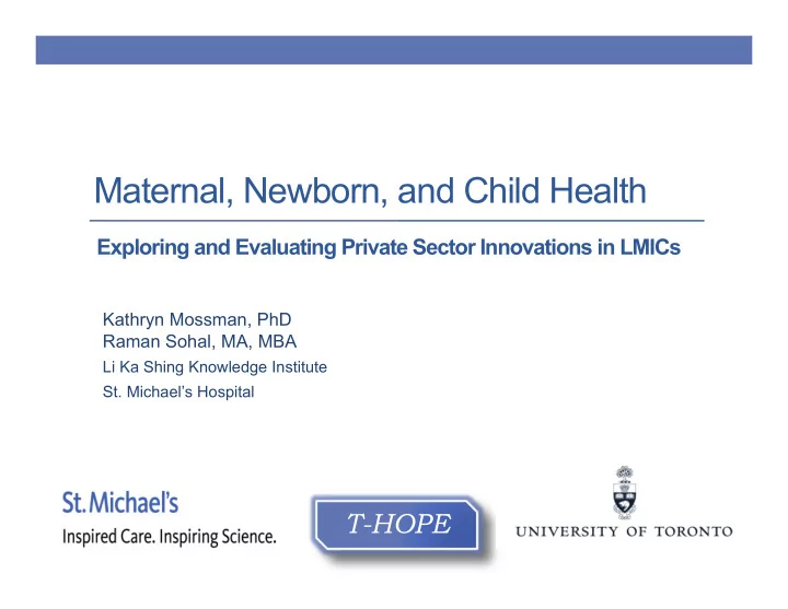 maternal newborn and child health
