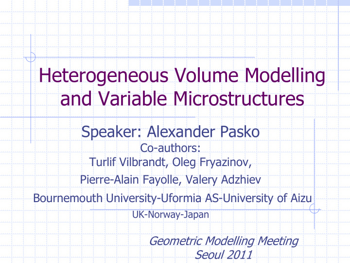 heterogeneous volume modelling and variable