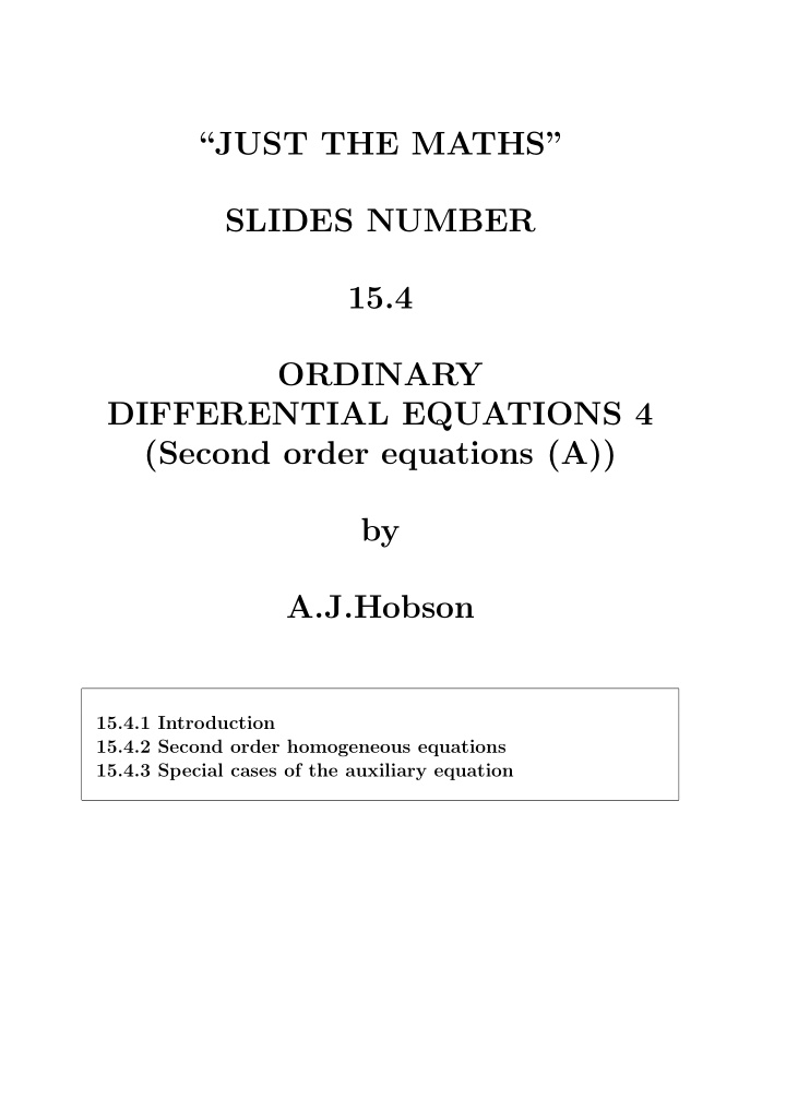 just the maths slides number 15 4 ordinary differential