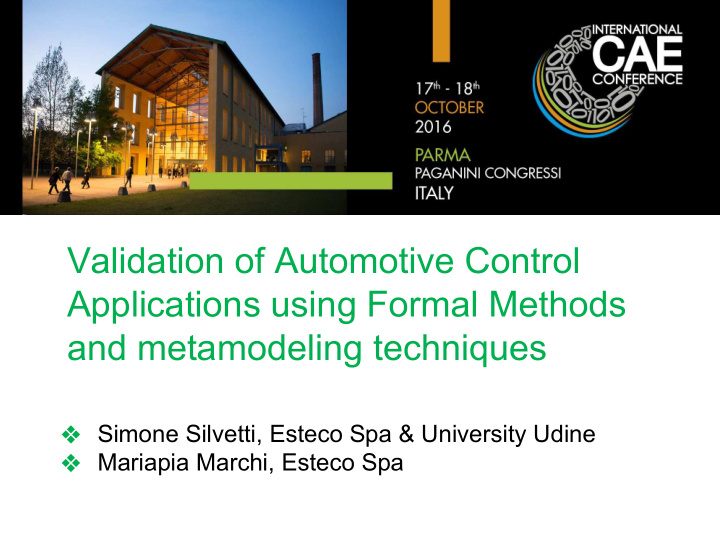 validation of automotive control applications using