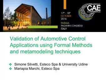 Validation of Automotive Control  Applications using Formal Methods  and metamodeling techniques