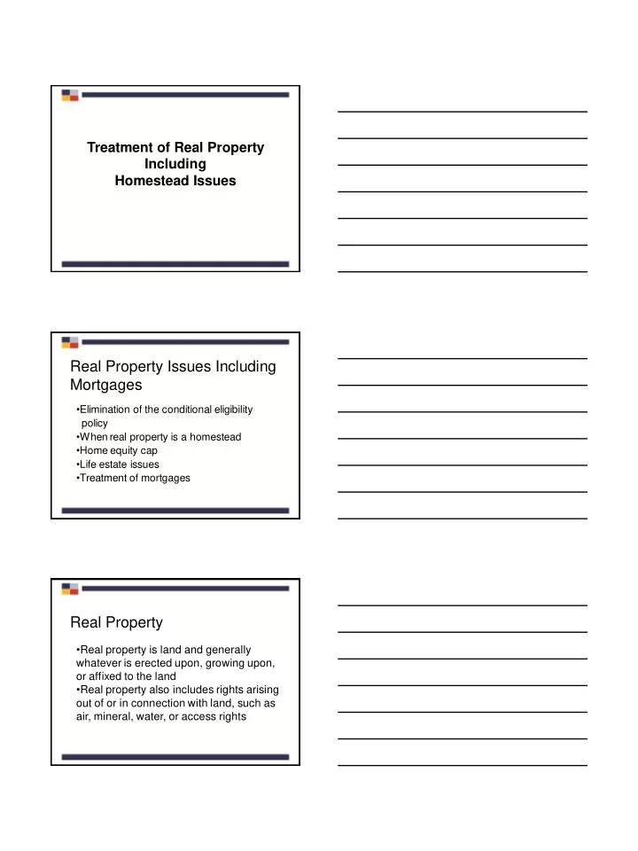 real property issues including mortgages