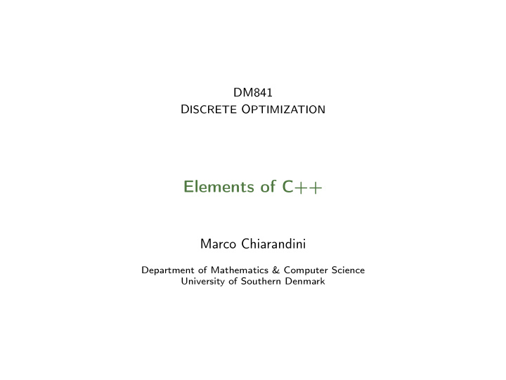 elements of c