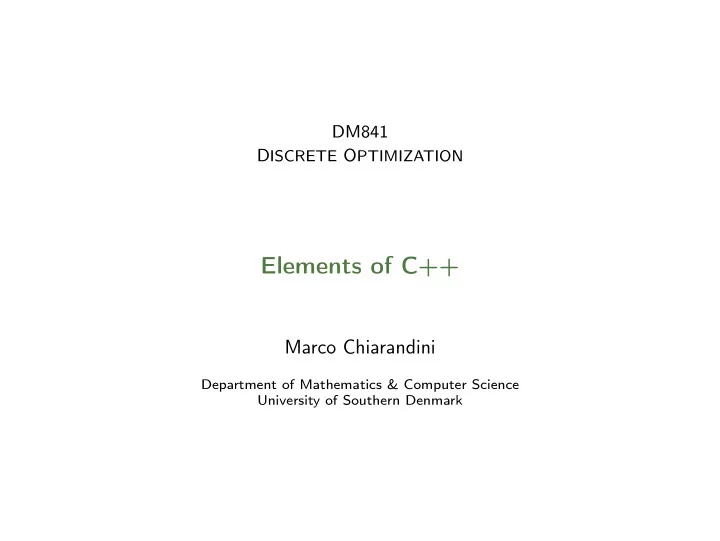 elements of c