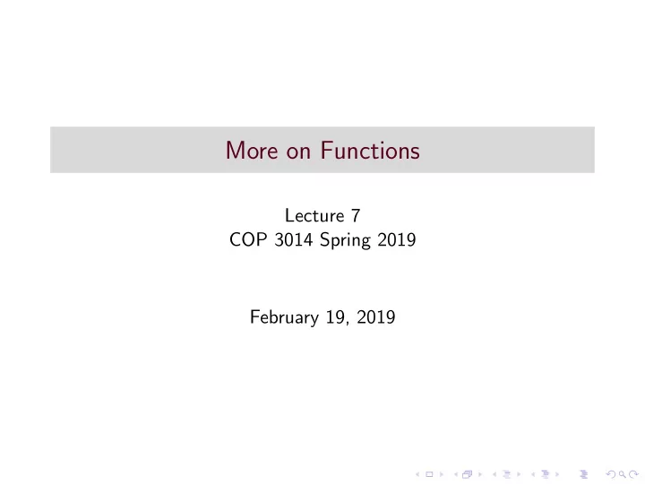 more on functions