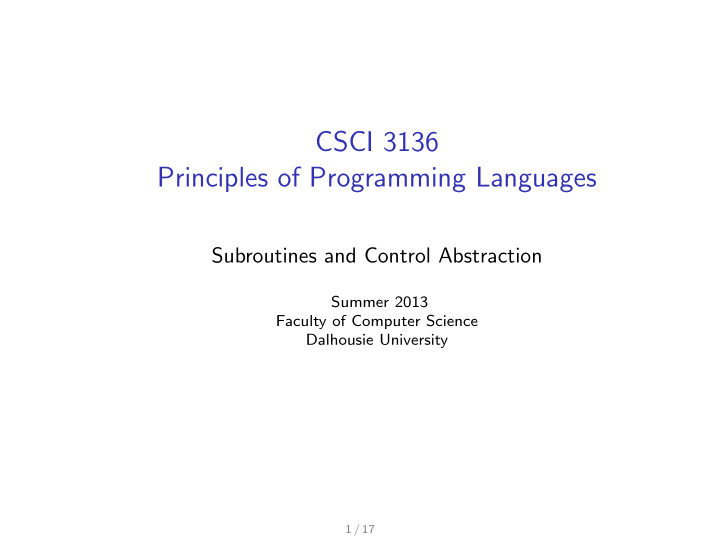 csci 3136 principles of programming languages